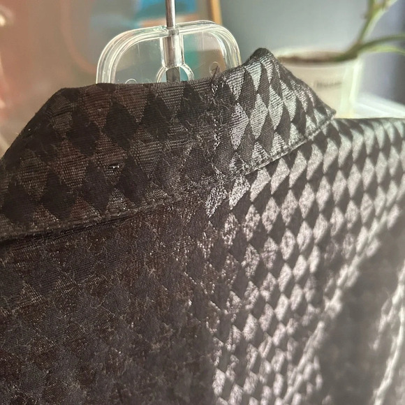 Y2K Candie's Glossy Black Houndstooth Trench Coat M - Picture 9 of 16